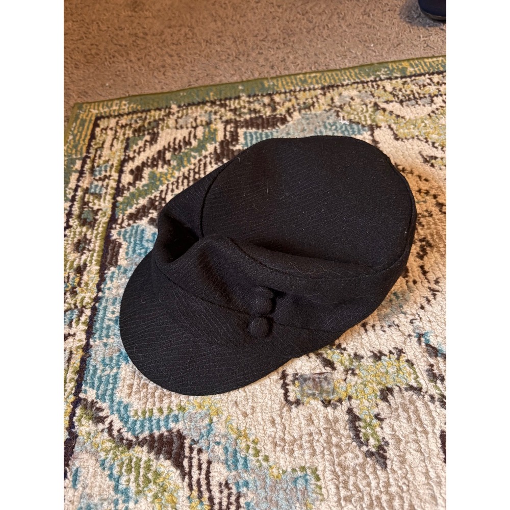 Black Newsboy Cap Button Detail Cadet Cabbie Hat Sonoma Life Style Womens - Picture 3 of 7